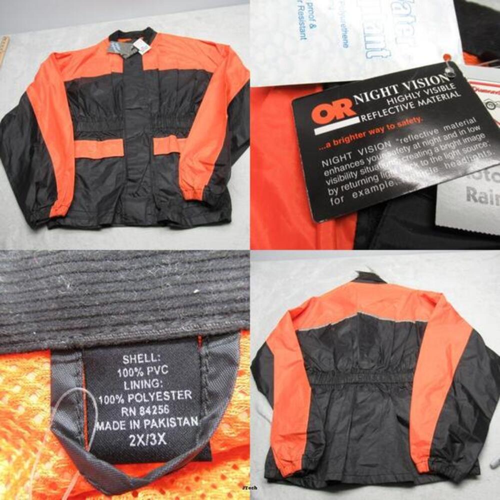Diamond Plate Biker Jacket Women 2X/3X Orange Rain High Vis Motorcycle Cinch NEW